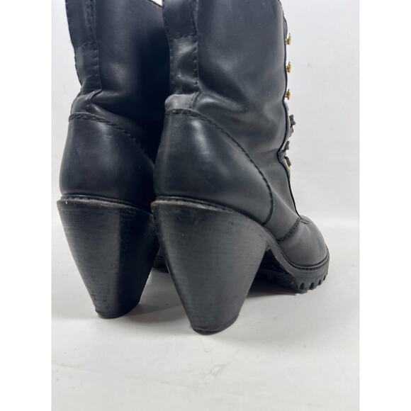 MARC JACOBS Boots Womens 41 Leather Fur Lined Ankle Bootie Lace Up Black Italy - Picture 10 of 13